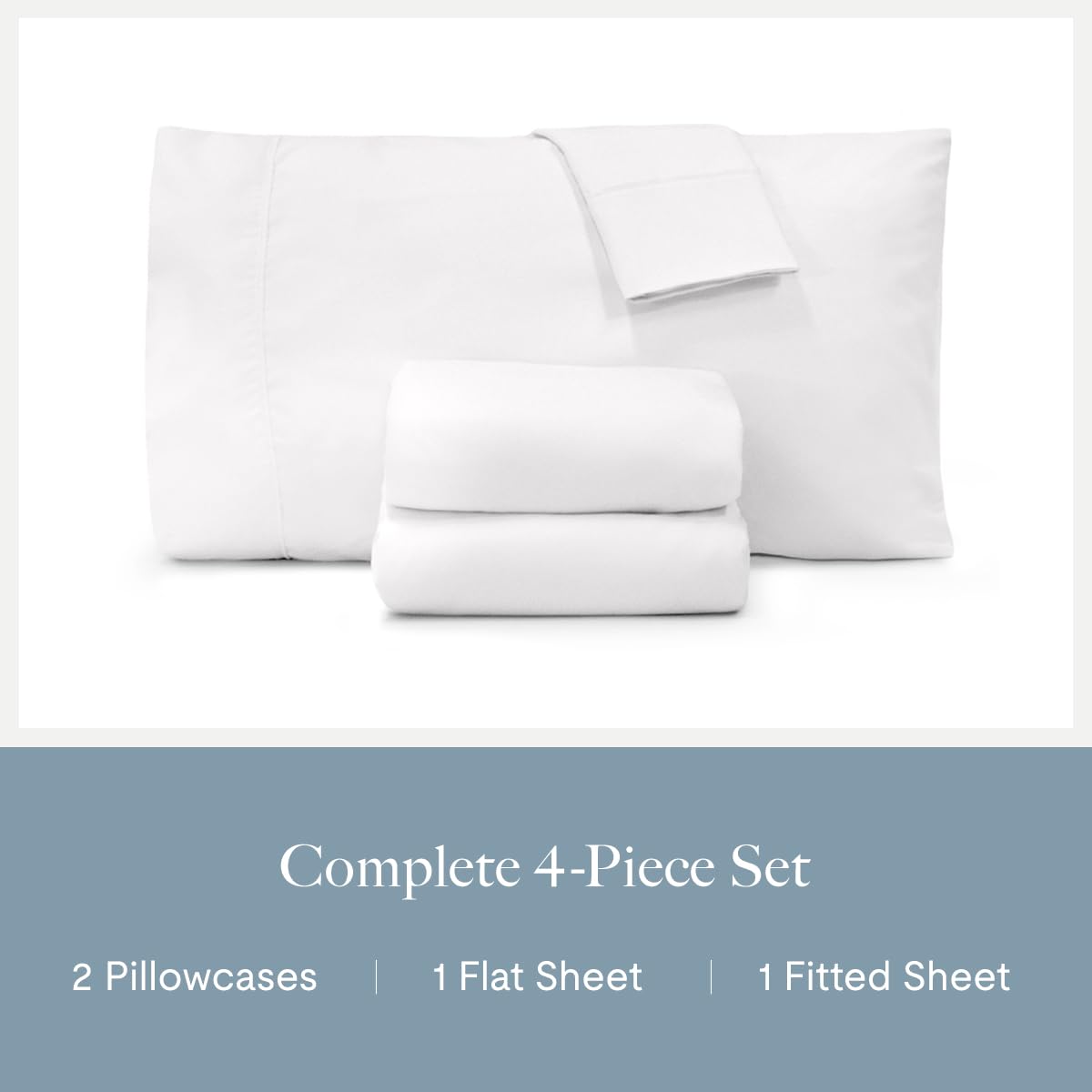 Jennifer Adams Essentials Sheet Set 4 Piece, Microfiber Bed Sheets Set - Breathable, Wrinkle & Fade Resistant - Deep Pockets up to 16” for King Size Bed (White)