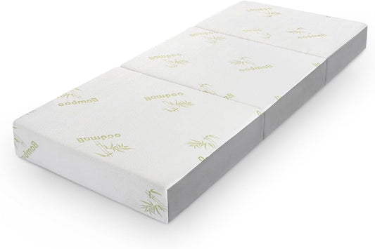Inofia 6 Inch Tri Folding Mattress, Trifold Memory Foam Single Mattress with Ultra Soft Breathable Removable Cover, Foldable & Portable Single Size Bed (75" x 25" x 6")