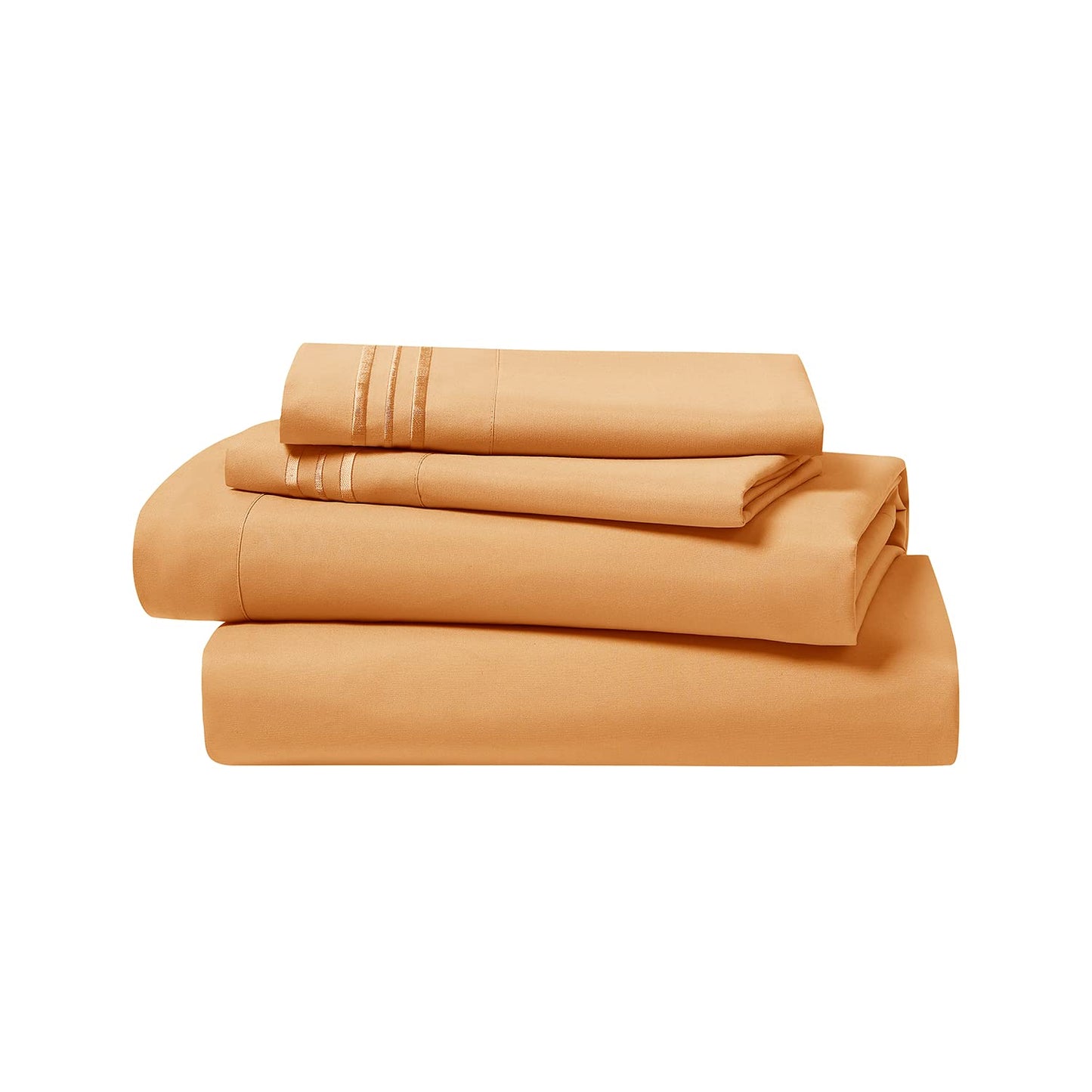 Clara Clark Bed Sheets, Premier 1800 Series 4 Piece Bed Sheet Set, Deep Pocket, Wrinkle, Fade, Stain Resistant, Luxury Soft Bedding Sheets & Pillowcases, Queen, Apricot Orange