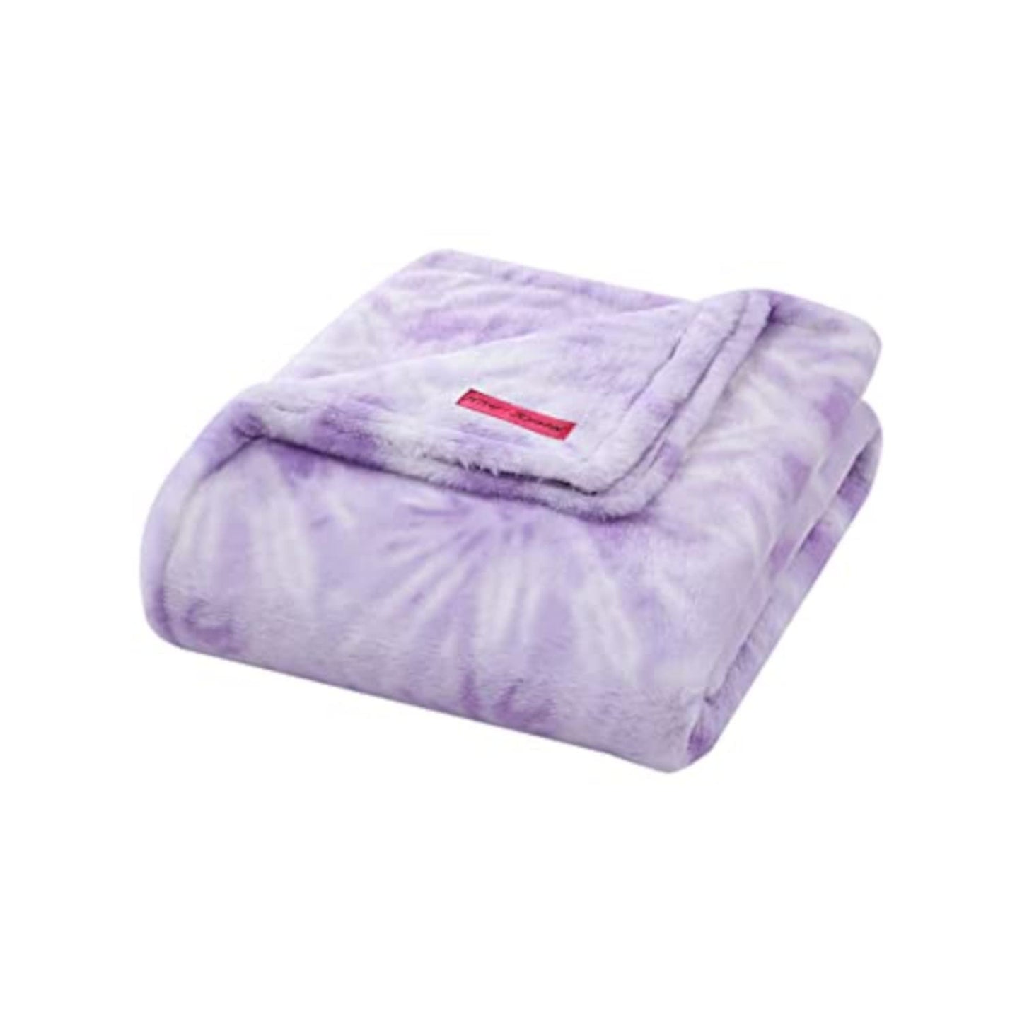Betsey Johnson - Throw Blanket, Ultra Soft Faux Fur Bedding with Mink Reverse, Luxurious Home Decor for Bed or Couch (Fireworks Tie Dye Purple, 50" x 60")