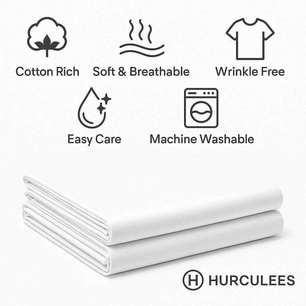 HURCULEES Medical Fitted Sheets Set of 2 – Breathable, Durable & Soft Hospital Bed Fitted Sheets, Easy-to-Clean Patient Sheets for Healthcare Use, Size: 84" x 36"