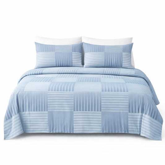 HCORA Striped Queen Sheet Set, Ultra Soft Double Brushed Microfiber Bed Sheets, Deep Pocket, Breathable, Wrinkle Resistant, Easy Care, 4PC, Queen Size