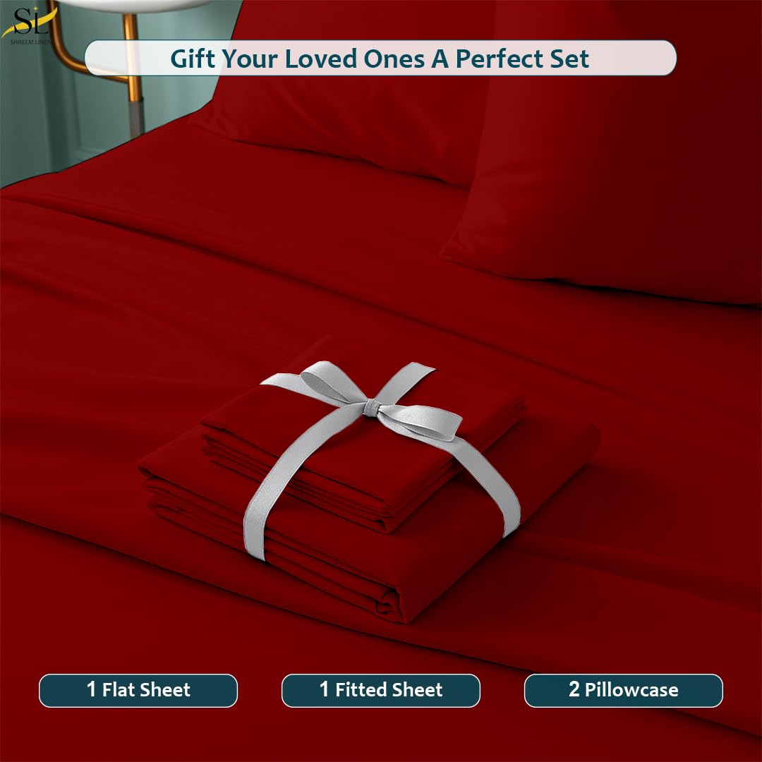 King Sheet Set - 4 Piece Ultra Soft Brushed Microfiber Bed Sheets - 15" Deep Pockets, Wrinkle-Free & Breathable for a Secure Fit Sheets & Pillowcases (King, Burgundy)