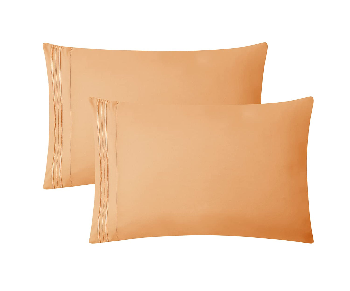 Clara Clark Bed Sheets, Premier 1800 Series 4 Piece Bed Sheet Set, Deep Pocket, Wrinkle, Fade, Stain Resistant, Luxury Soft Bedding Sheets & Pillowcases, Queen, Apricot Orange