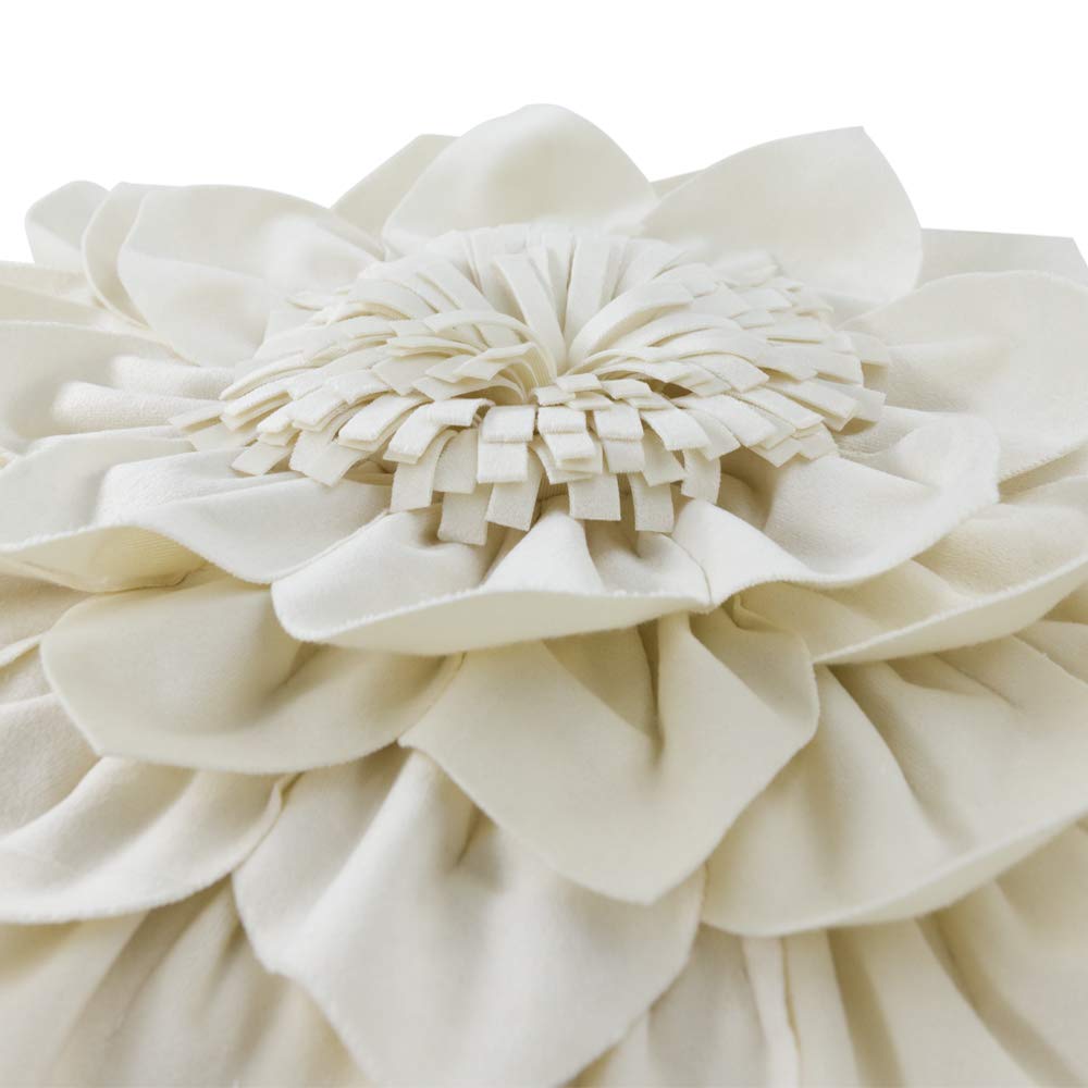 OiseauVoler Decorative Throw Pillow Covers Cream White Floral 18 x 18 Inch