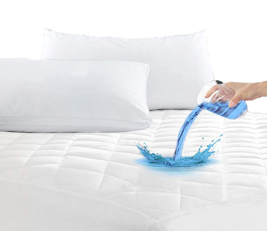 AmigoZone Waterproof Quilted Fitted Mattress Protector Pad Deep Pocket - Elastic Fitted Fluffy Non Noisy Mattress Protector- Extra Deep Packet (Twin, White)