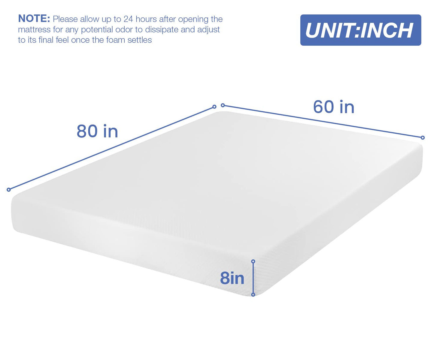 FDW | 8 Inch Queen Mattress | Medium Firm | Gel Memory Foam Mattress | White | Bed in a Box, CertiPUR-US Certified | Pressure Relief, Cooling Ventilated Foam | Washable Removable Cover