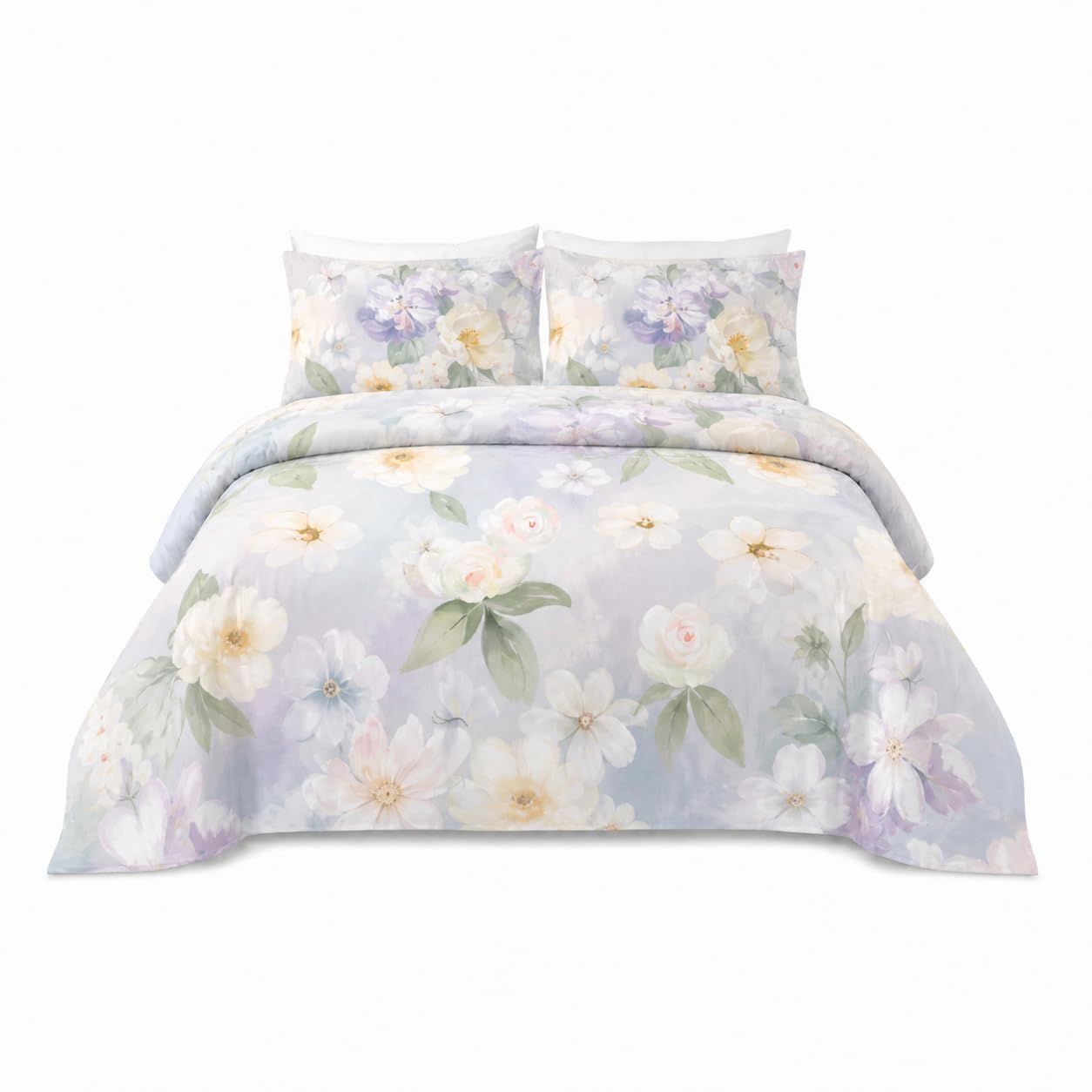 YIYEA Floral Sheets King Size, Premium Double Brushed Microfiber Bed Sheet Set for All Season, Soft Breathable, 16" Deep Pocket, Shrinkage and Fade Resistant, 4PC, King