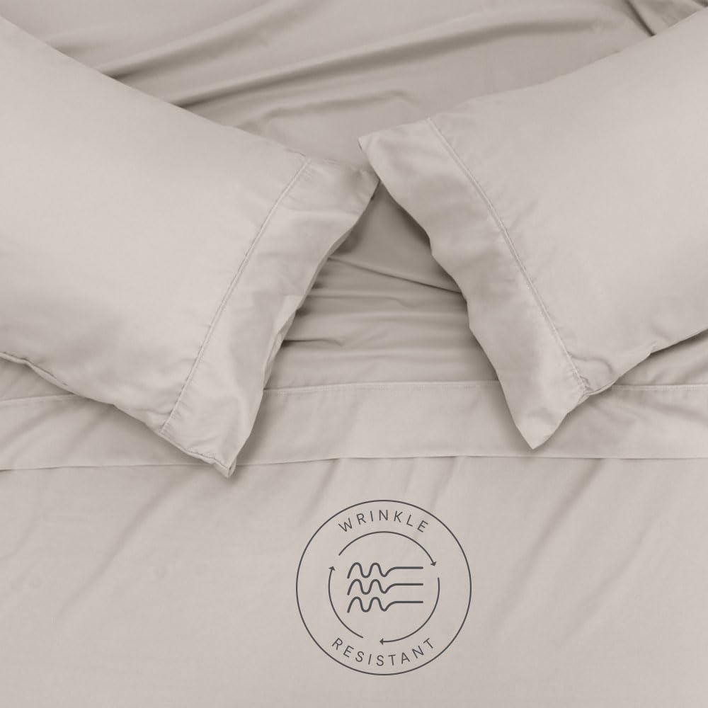 Jennifer Adams Eternal Sheet Set, 4-Piece Microfiber Sheets & Pillowcases - Ultra-Soft, Breathable and Wrinkle-Resistant (Linen, King)