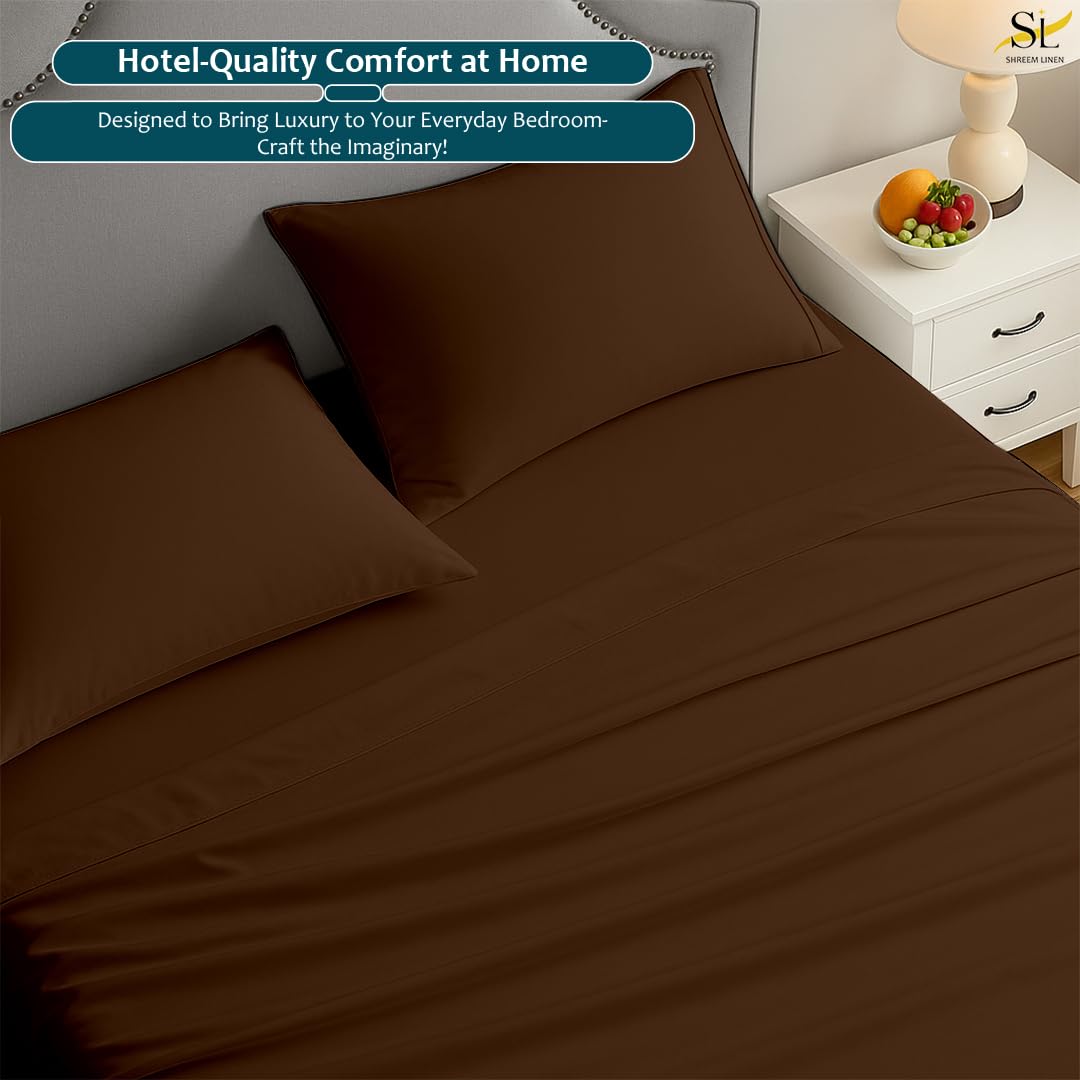King Sheet Set - 4 Piece Ultra Soft Brushed Microfiber Bed Sheets - 15" Deep Pockets, Wrinkle-Free & Breathable for a Secure Fit Sheets & Pillowcases (King, Chocolate)