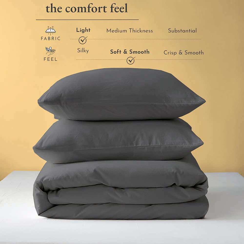 3 Side Zipper Duvet Cover Set Full Size Dark Grey - Soft Microfiber Duvet Cover Set with 3 Sided Zipper Closure, Full Size Duvet Cover (80"x90") & 2 Pillow Cases(20"x30"), NO Comforter