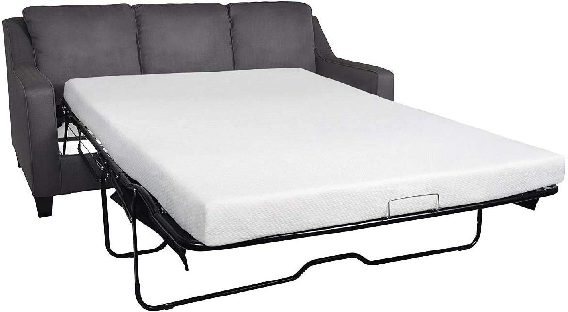 Sleeper Sofa Bed Sheet, 100% Cotton 400 Thread Count, 4 Piece Set, Deep Pocket Fitted Sheet, Soft Wrinkle Free & Breathable, Luxury Hotel Quality, Fits Up to 6 Inch Mattress (Full, Dark Grey)