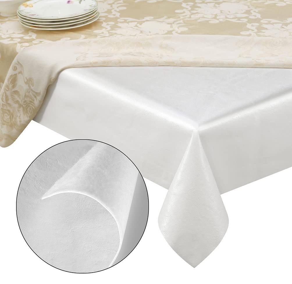 tablecloths by design - Quality Table Pad Protector, Superior Protection from Spills, Scratches & Heat - Reusable Vinyl Table Cloth with Cushion Flannel Backing (108" L x 54" W)