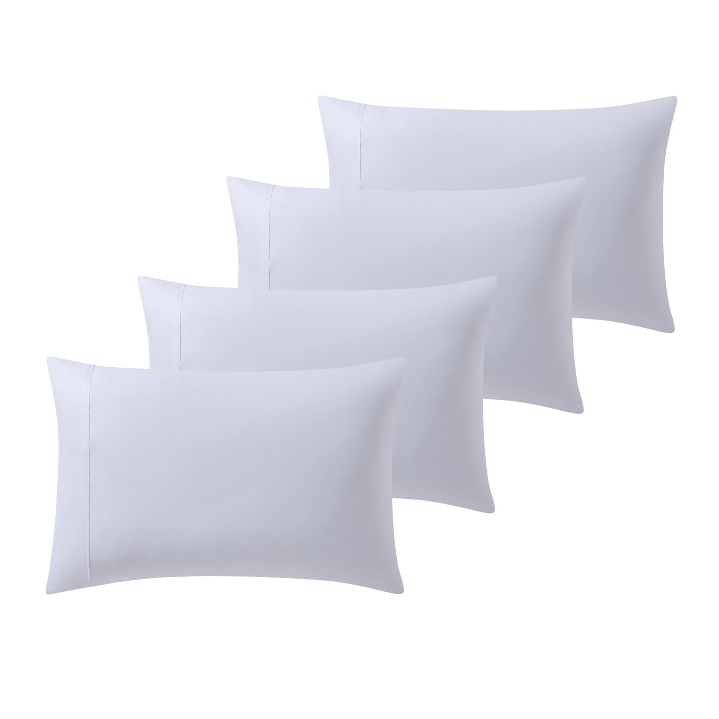 6 Piece Queen Sheet Set with Corner Straps - Soft Queen White Sheets with Built in Sheet Straps Elastic Corners - Wrinkle-Free, Breathable, Deep Pockets - 4 Pillowcases, 1 Fitted Sheet, 1 Flat