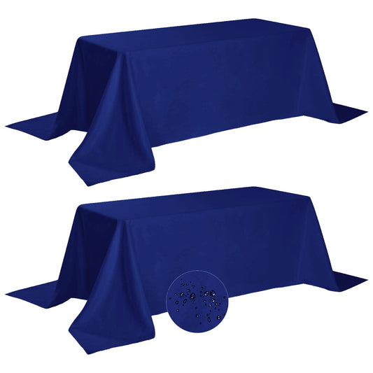 Fokitut 2 Pack Waterproof Rectangle Tablecloth, 90x156 Inch,Stain Resistant and Wrinkle Polyester Table Cloth, Fabric Table Cover for Kitchen Dining, Wedding, Party, Holiday Dinner-Royal Blue