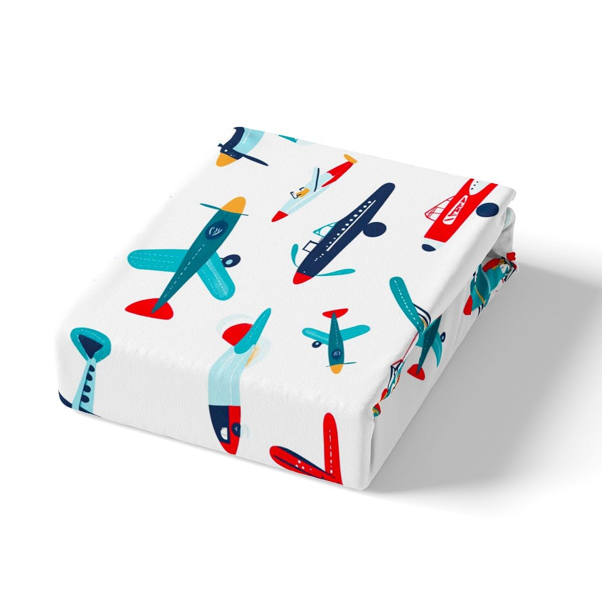 Airplane Cartoon Bedding Fitted Sheet Aircraft Flying Bed Sheet Set for Kids Boys Girls Novelty Cartoon Toys Bedding Sheets Aero Vehicles Cute Decor Bed Cover with 1 Pillowcase 2Pcs Bedding Twin