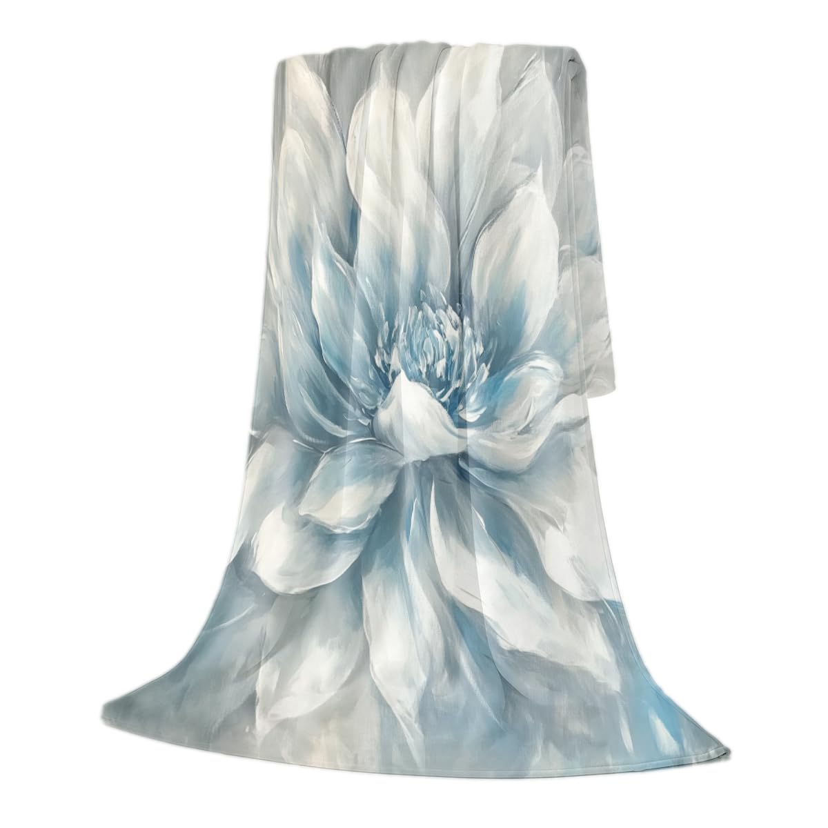 HUNXIAOJ White Floral Throw Blanket Abstract Flower Blanket Soft Cozy Fleece Botanical Art Throw Flannel Floral Bedding for Couch Bed Living Room Sofa Home Decor 49"x59"