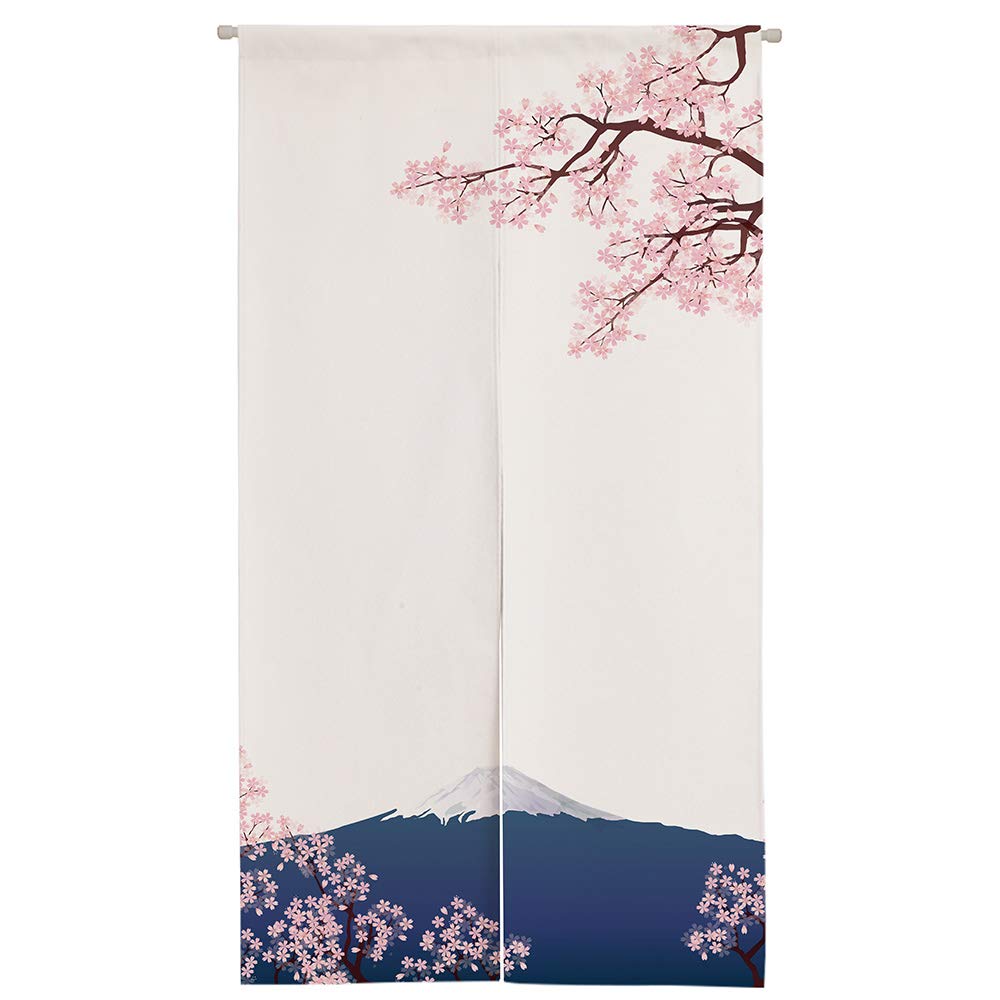 Ofat Home Mount Fuji & Cherry Blossom Noren, 33.5" x 59"