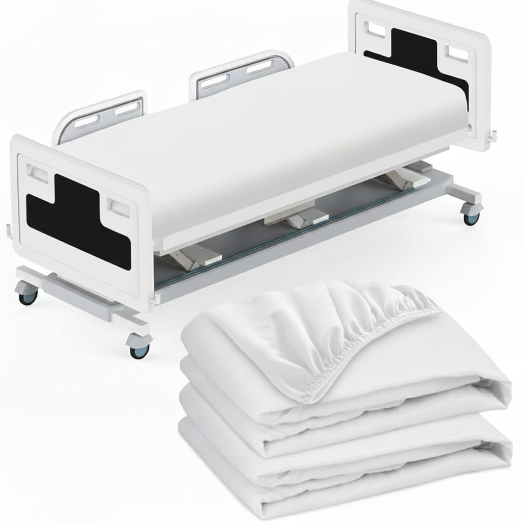 HURCULEES Medical Fitted Sheets Set of 2 – Breathable, Durable & Soft Hospital Bed Fitted Sheets, Easy-to-Clean Patient Sheets for Healthcare Use, Size: 84" x 36"