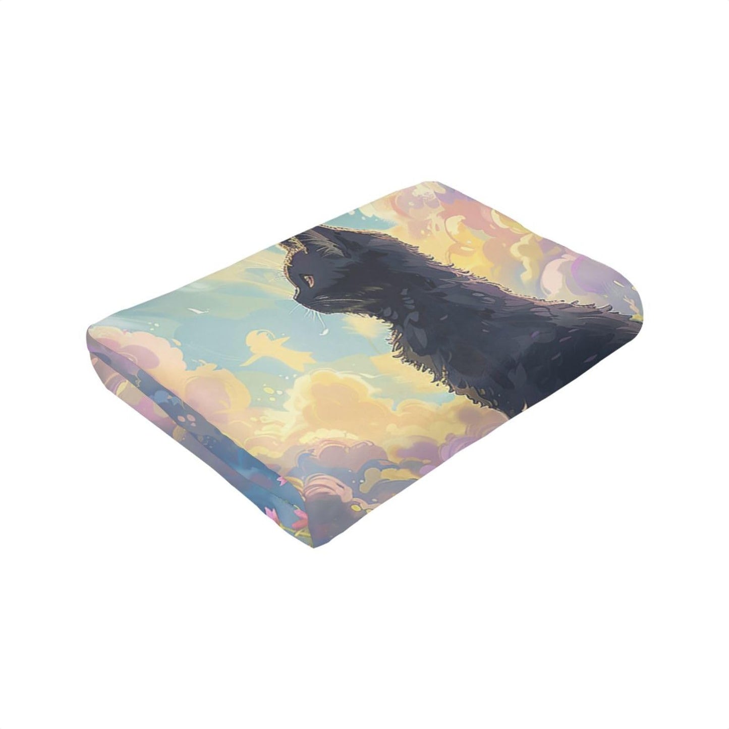 Cute Black Cat Throw Blanket Anime Cat Flannel Blankets Wild Landscape Fuzzy Plush Super Soft Cozy Warm Decor Gifts for Boys Girls Kids Adults Men Women 40" x 50"