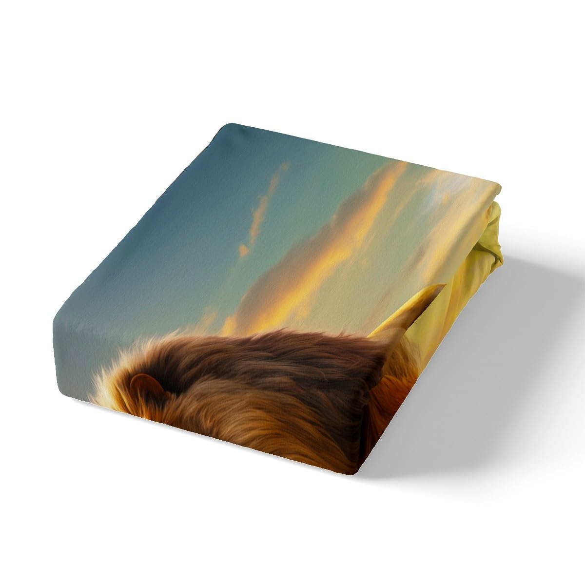 Homewish Fierce Lion Fitted Sheet Queen Size,Wild Animal Theme Bedding Set for Kids Teens Adults Men Room Decor,African Plateau Natural Scenery Sheet Set 3Pcs,3D Lion Sunset Bed Sheet,2 Pillowcases
