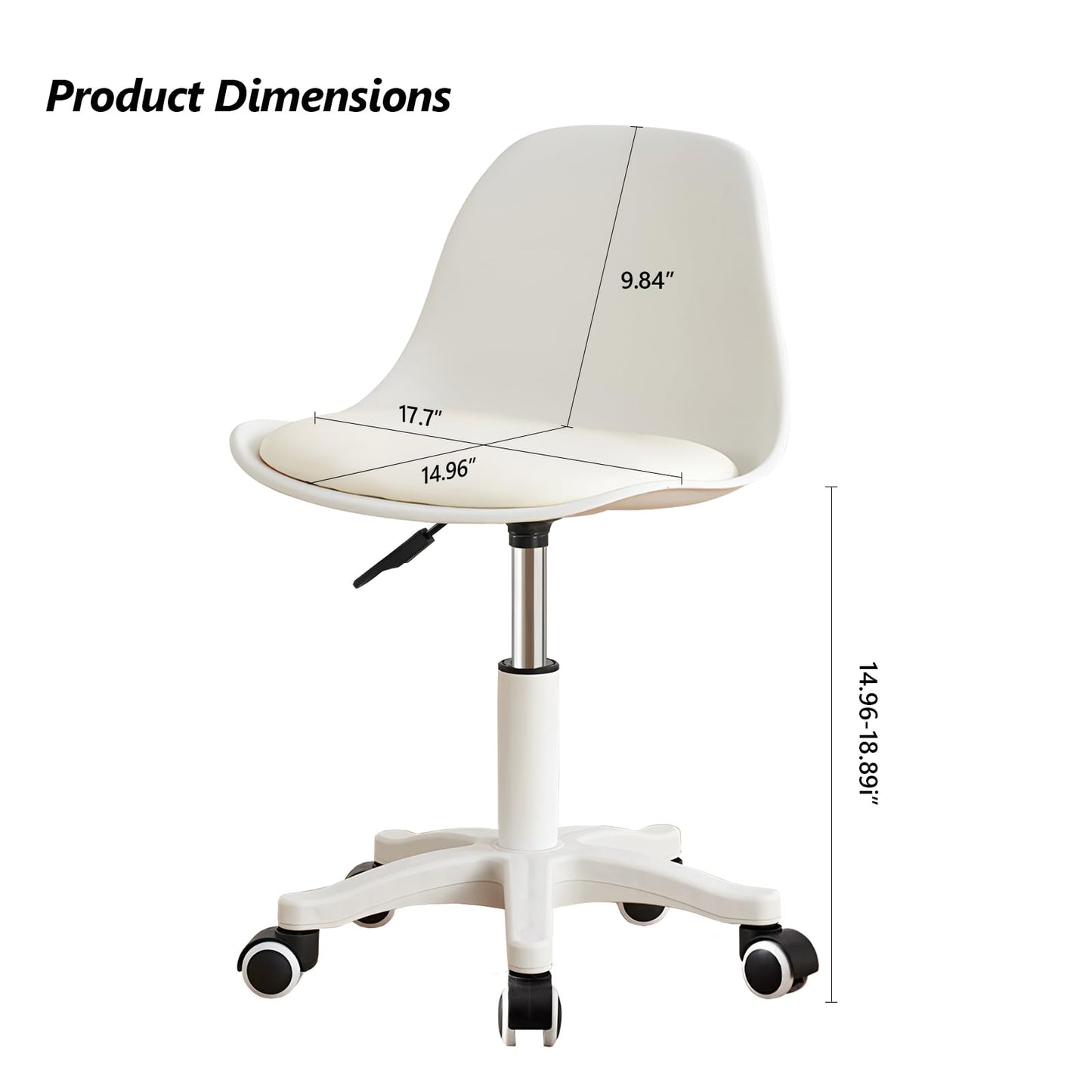 BTFYOU Home Office Chairs, Small Swivel Rolling Desk Chair with Silent Wheels and Low-Back,Armless Heavy-Duty Vanity Chair Height Adjustable for Bedroom,Students,Study,Teens
