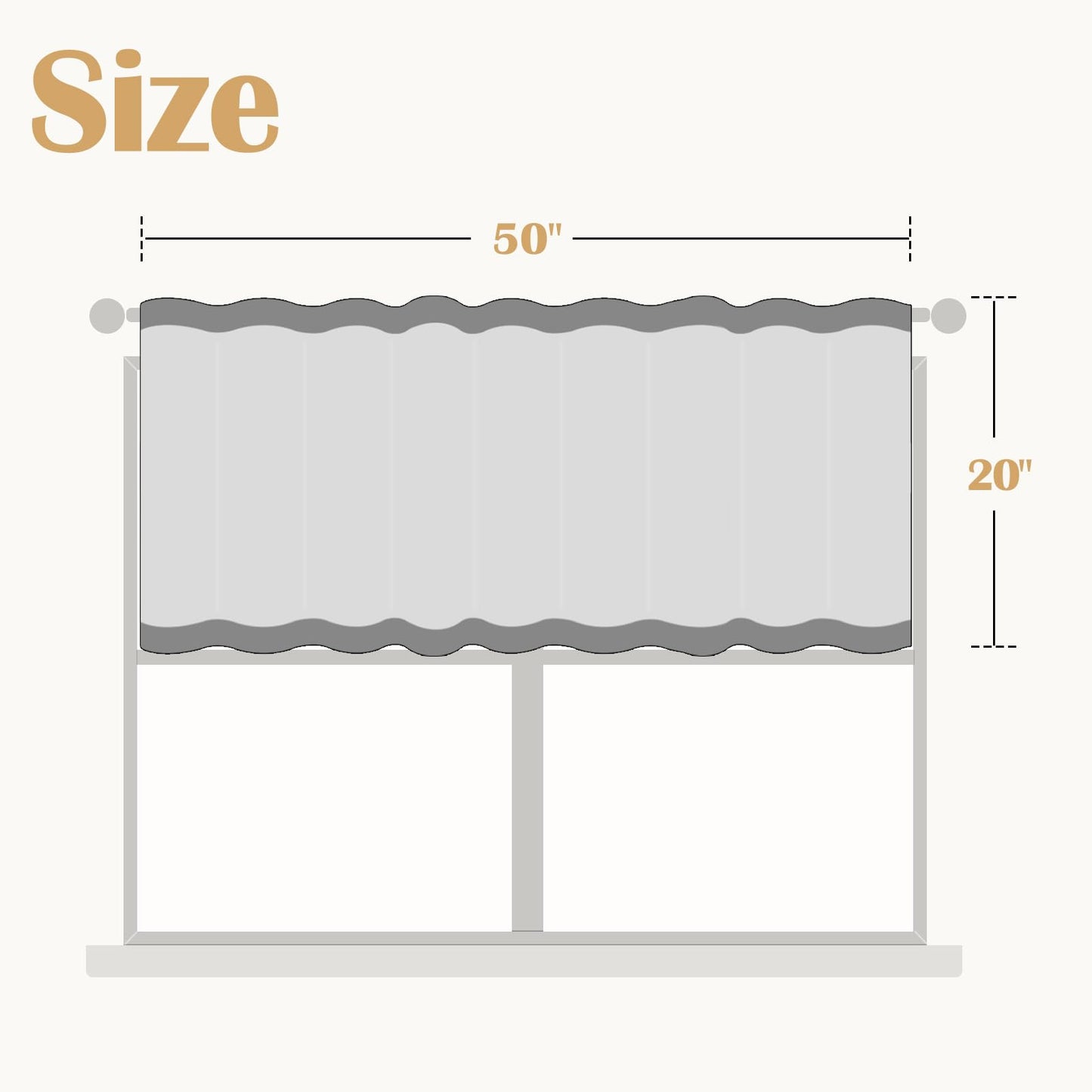 Lazzzy Kitchen Tie Up Valance Curtain Linen Floral Farmhouse Valance for Living Room Bathroom Bedroom Country Valances Window Treatments Small Cafe Curtian 20 Inch Rod Pocket 1 Panel Grey on Beige