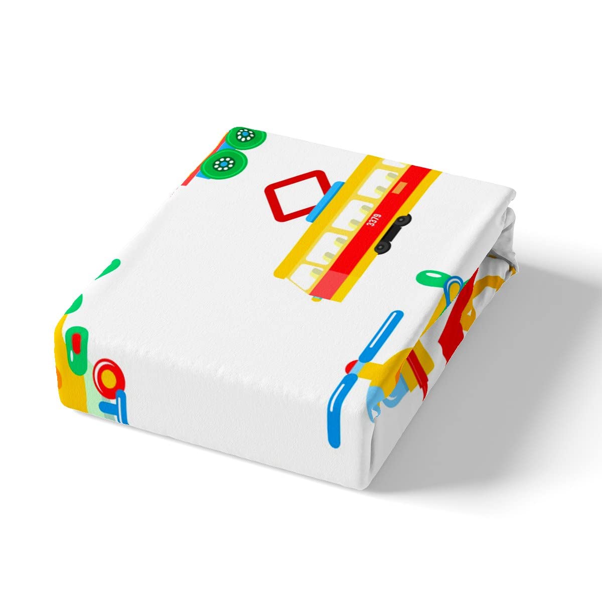 Cartoon Car Sheet Set Kids Construction Sheets with Deep Pocket Fitted Sheet for Boys Cute Train Aircraft Bed Sheets Set Breathable Airplane Print Construction Vehicles Bedding Set Room Decor Full