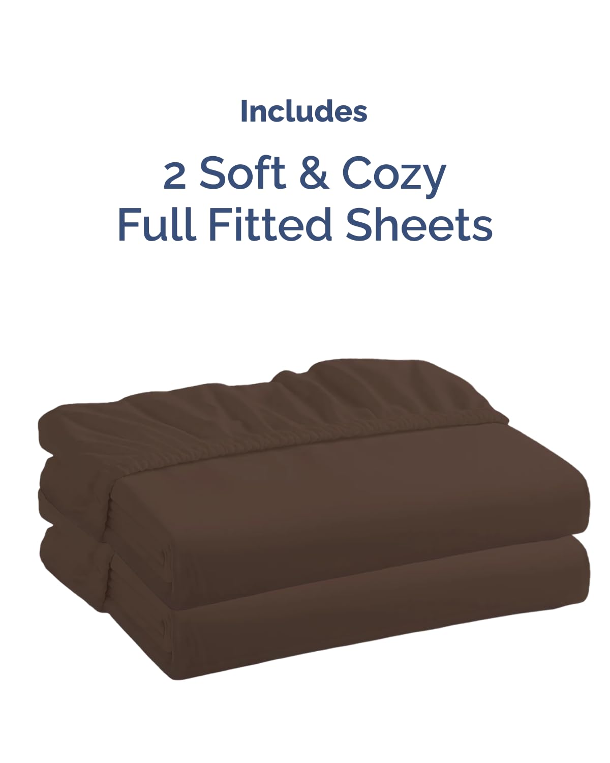 Full Size Fitted Bed Sheet - Pack of 2 Single Fitted Bottom Sheet Only - Fits Mattress Up to 16" Deep Pockets - Extra Soft, Breathable & Cooling - Hotel Quality, Fade, Shrink & Wrinkle Free - Brown