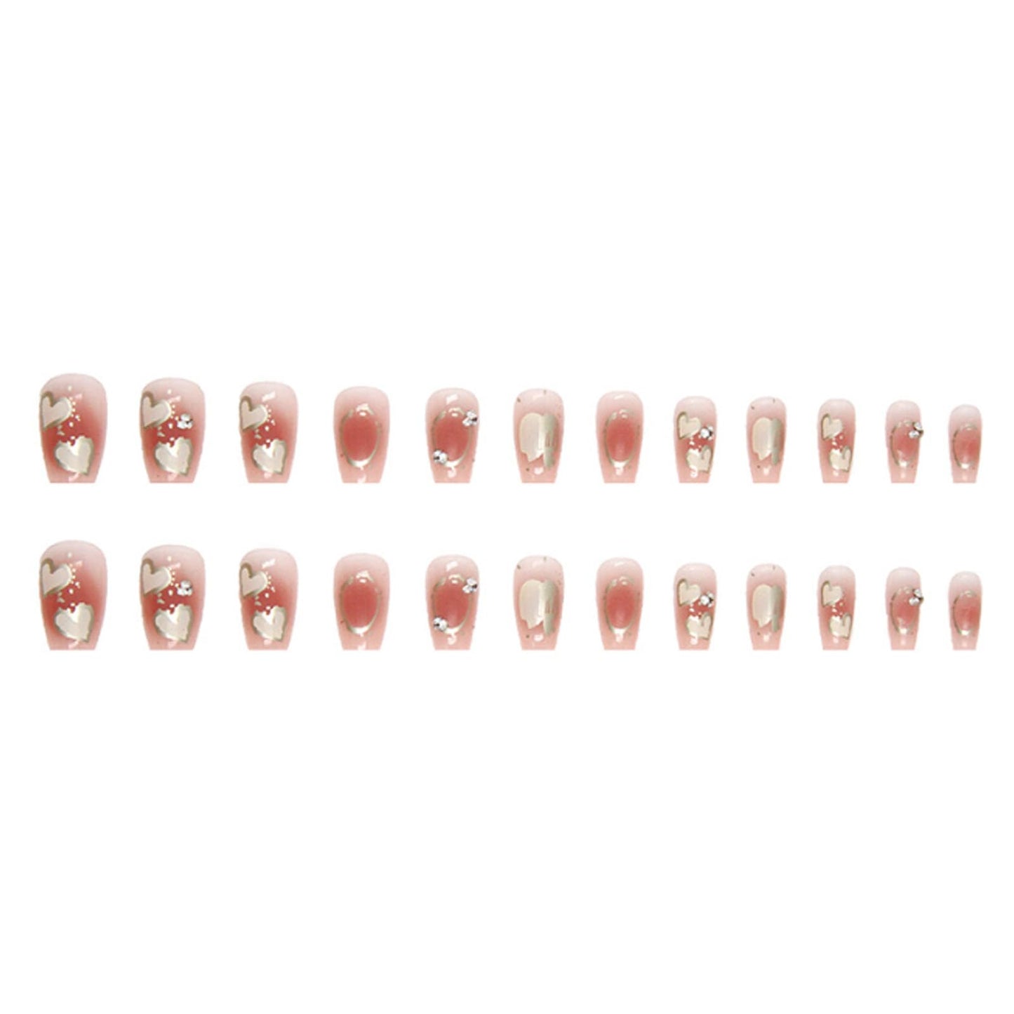 Hkanlre 3D Press on Nails Medium Fake Coffin Nails Tips Full Cover Luxury False Nails for Women and Girls 24PCS