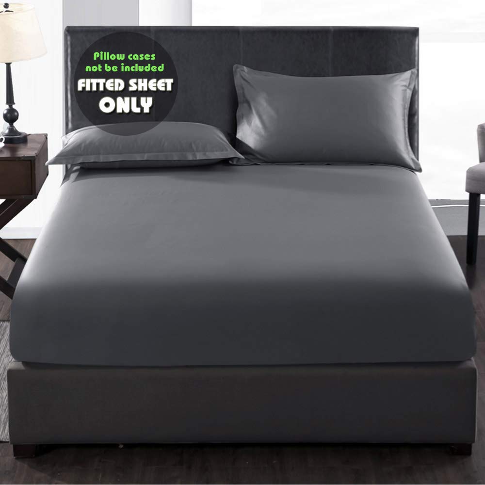 Fitted Sheet- COSMOPLUS Twin Fitted Sheet Only（No Flat Sheet or Pillow Shams）,4 Way Stretch Micro-Knit,Snug Fit,Wrinkle Free,for Standard Mattress and Air Bed Mattress from 8” Up to 10”,Gray
