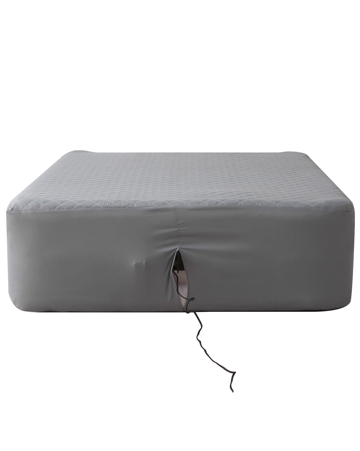 Bedecor Twin Quilted Air Mattress Pad with Pump Access Zipper,Air Bed Protector Cover, Deep Pocket Fits 18-24 Inch Blow Up Beds, Quiet & Breathable,Gray Diamond