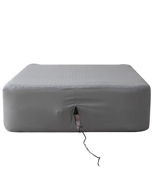 Bedecor Twin Quilted Air Mattress Pad with Pump Access Zipper,Air Bed Protector Cover, Deep Pocket Fits 18-24 Inch Blow Up Beds, Quiet & Breathable,Gray Diamond