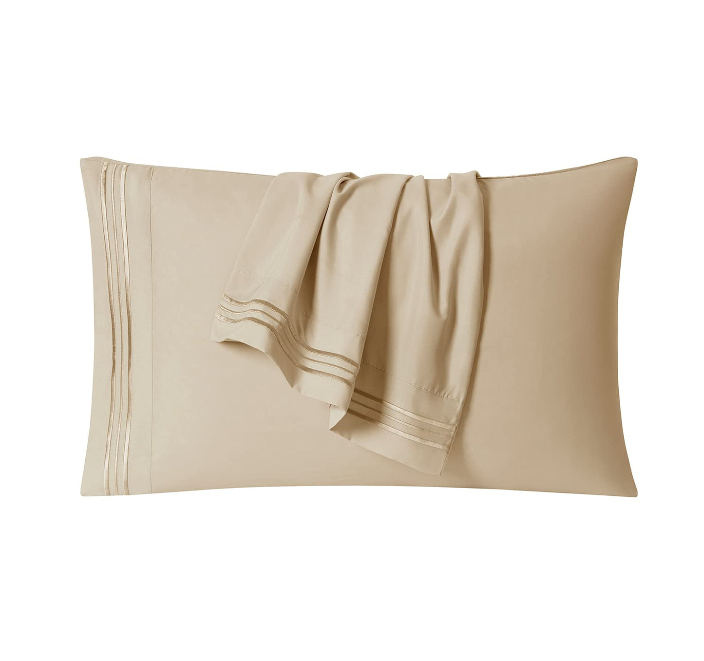 Clara Clark Bed Sheets, Premier 1800 Series 4 Piece Bed Sheet Set, Deep Pocket, Wrinkle, Fade, Stain Resistant, Luxury Soft Bedding Sheets & Pillowcases, King, Beige Cream