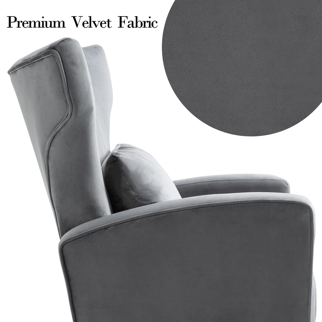 X-VOLSPORT Velvet Accent Chairs Set of 2, Mid Century Modern High Back Living Room Chair with Waist Pillow, Upholstered Arm Chair with Metal Gold Legs for Bedroom, Club, Grey
