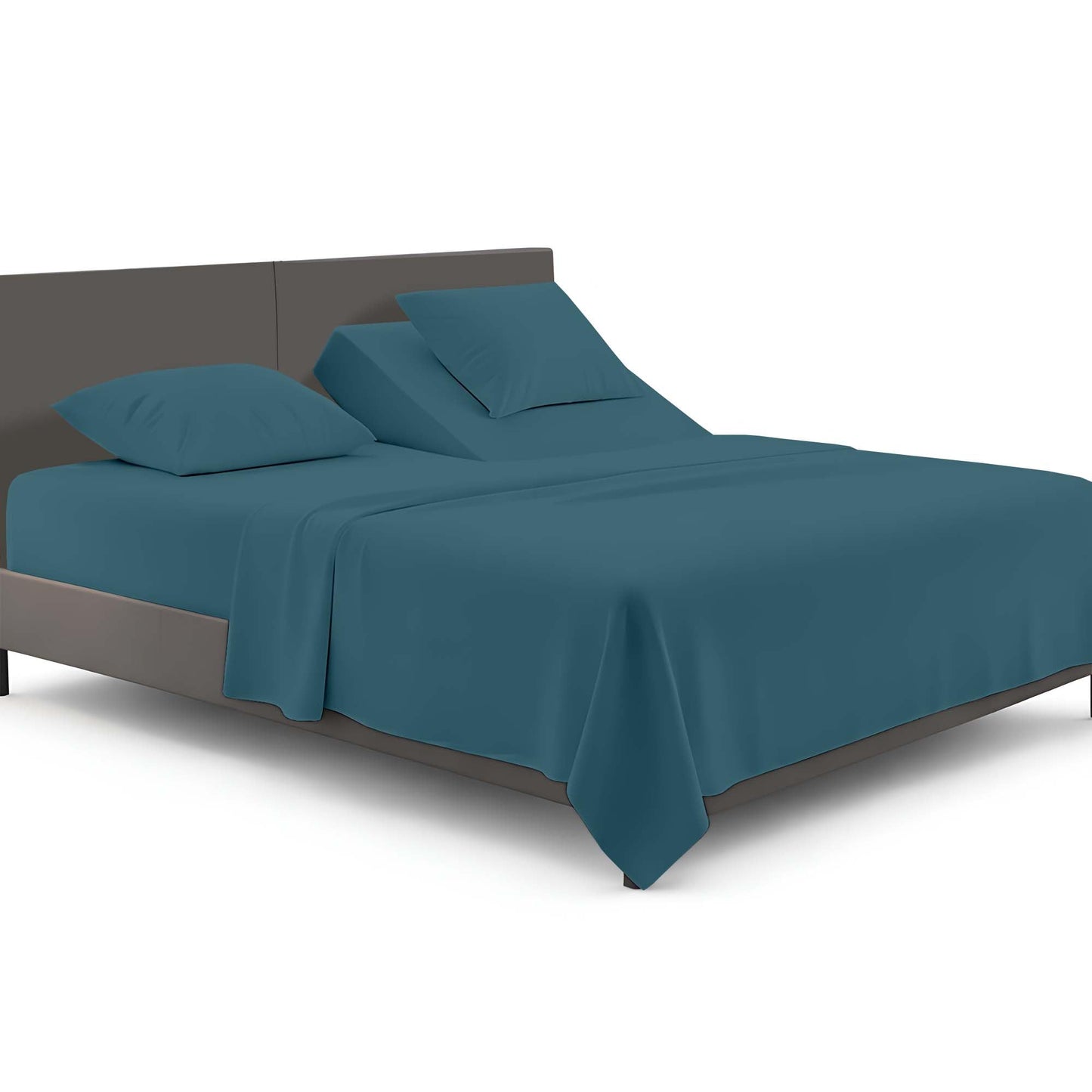 SGI bedding Adjustable Split Head Flex Top King 32" Microfiber Sheet Set – Ultra Soft, Cooling & Deep Pocket 15” Fitted, 4-Piece Breathable & Durable Bedding Set for Split King Beds -Teal