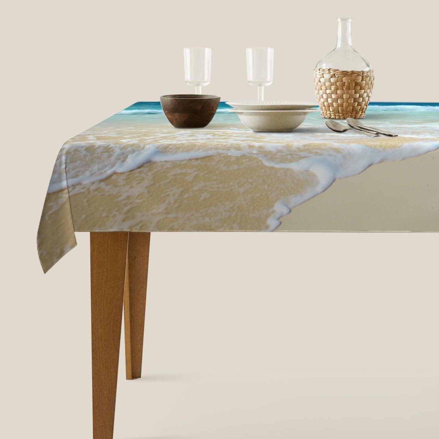 TKS MITLAN Ocean Beach Tablecloth Decor Clouds Coast Sky Wave Sunny Scenic Table Cloth Dining Room Kitchen Table Cover 60" X 84" Oblong/Rectangle