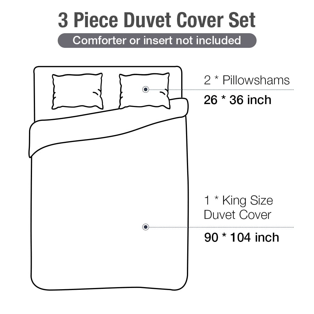 Lekesky Reversible Duvet Cover King Size, Black White Branch Comforter Cover King 3pcs Microfiber Botanical Bedding Set with Zipper Closure Corner Ties