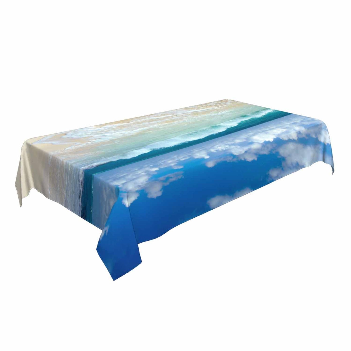 TKS MITLAN Ocean Beach Tablecloth Decor Clouds Coast Sky Wave Sunny Scenic Table Cloth Dining Room Kitchen Table Cover 60" X 84" Oblong/Rectangle