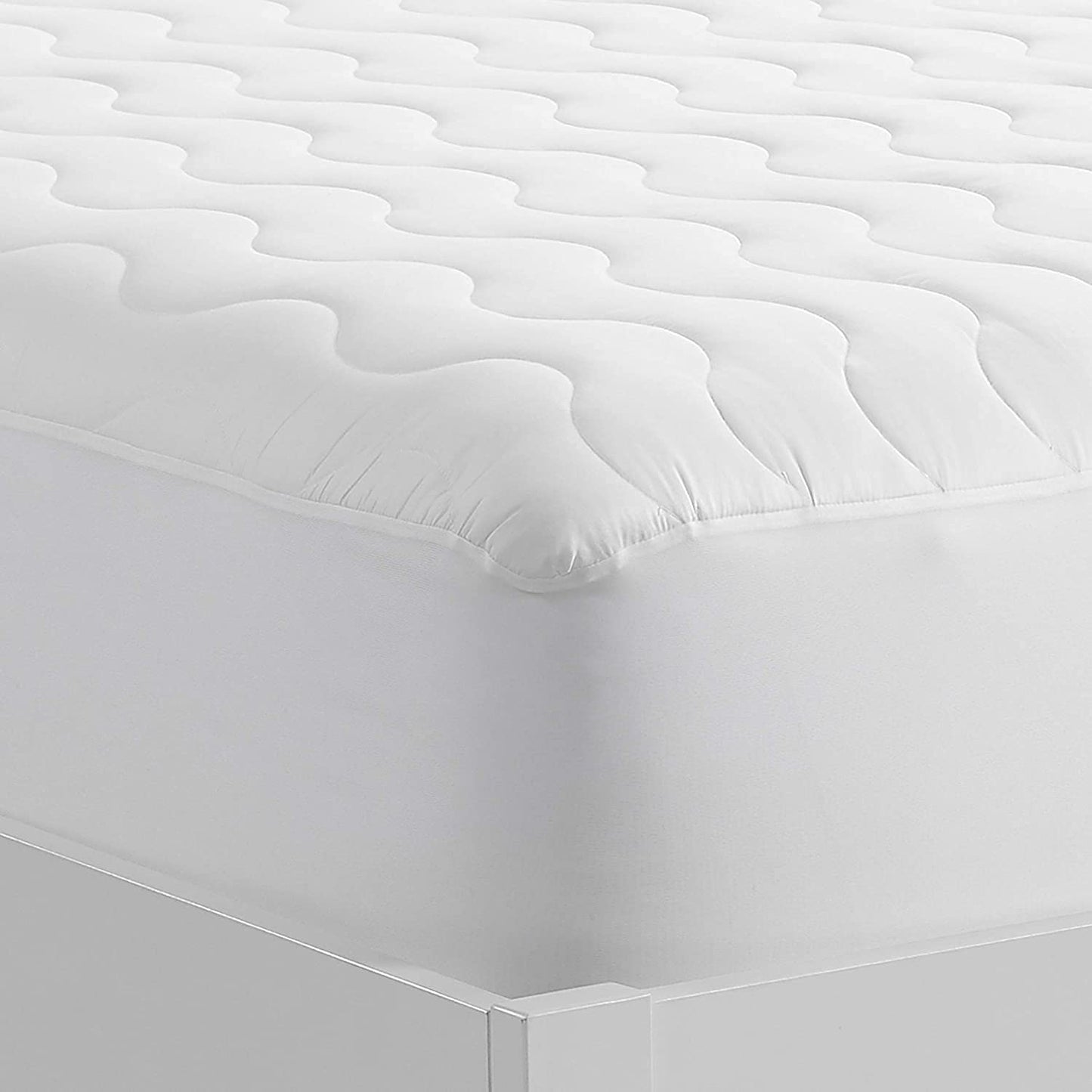 Serta Air Dry Basic Comfort Performance Fabric Quilted Mattress Pad, Cooling and Breathable Mattress Cover, Moisture Wicking Protection with 15" Deep Pocket, Full, White
