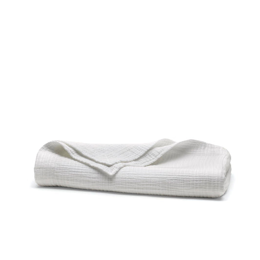 BOLL & BRANCH Dream Throw Blanket - One Size, White - Luxury 100% Organic Cotton - Soft, Lightweight and Breathable - Cloud-Like Touch - 50x70 Inches