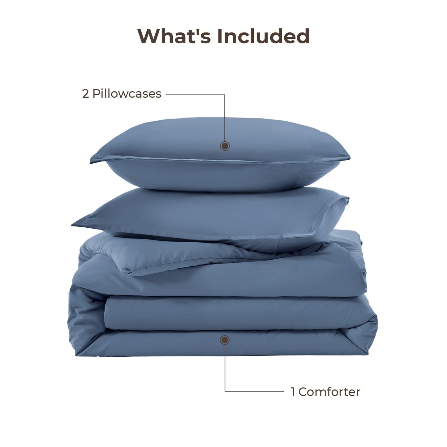 Litanika Haze Blue Comforter King Size, 3 Pieces Lightweight Solid Bedding Comforter Set, All Season Fluffy Bed Set (104x90In Comforter & 2 Pillowcases)