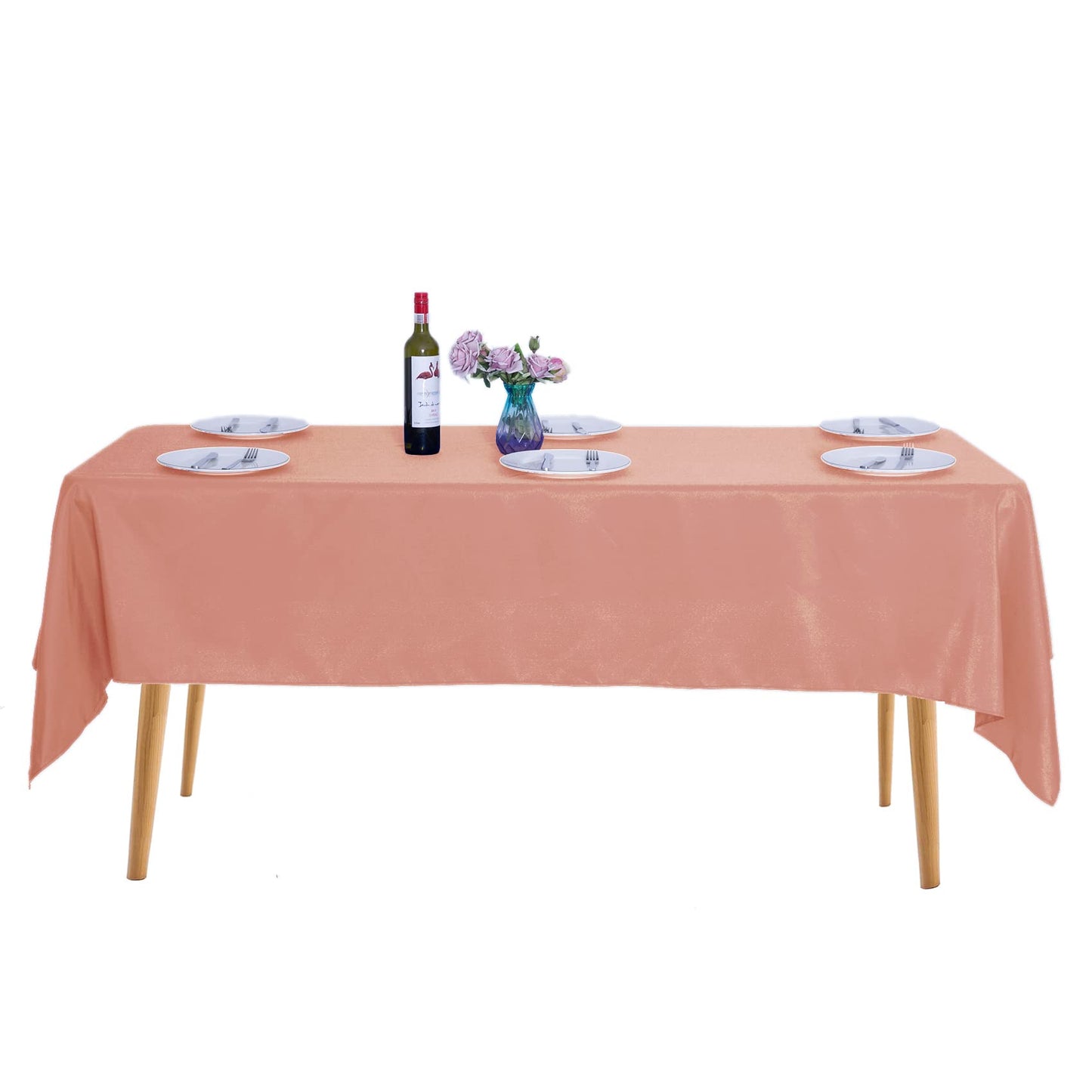 Ascoza 2pack 60x120 Inch Dusty Pink Rectangular Tablecloth 6 Feet Table Cloth in Polyester Fabric for Wedding/Banquet/Restaurant/Parties