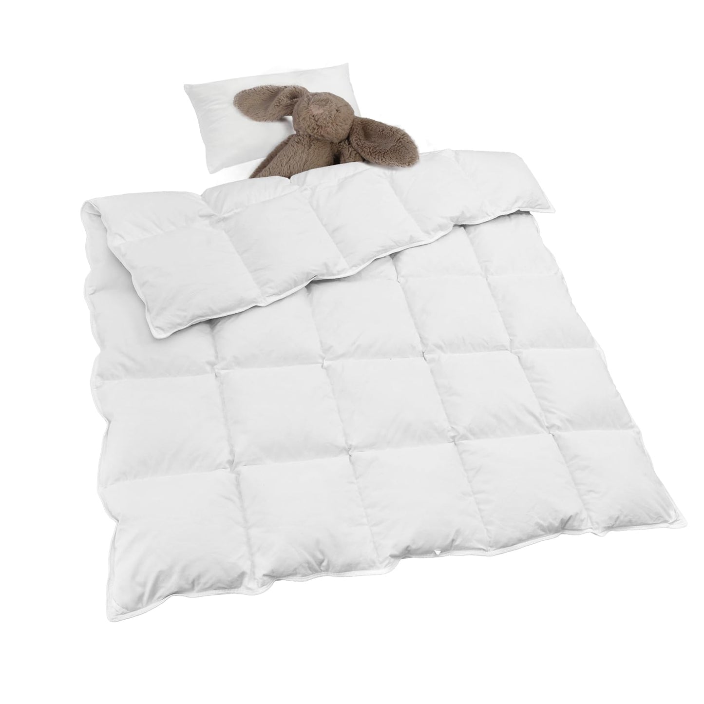 zzlamb Toddler Comforter Kids Crib Blanket, Warm Baby Down Quilt Crib Comforter Small Duvet Insert, Lightweight Soft Noiseless Cotton-Blended Shell Down Proof Machine Washable, White 45x60in