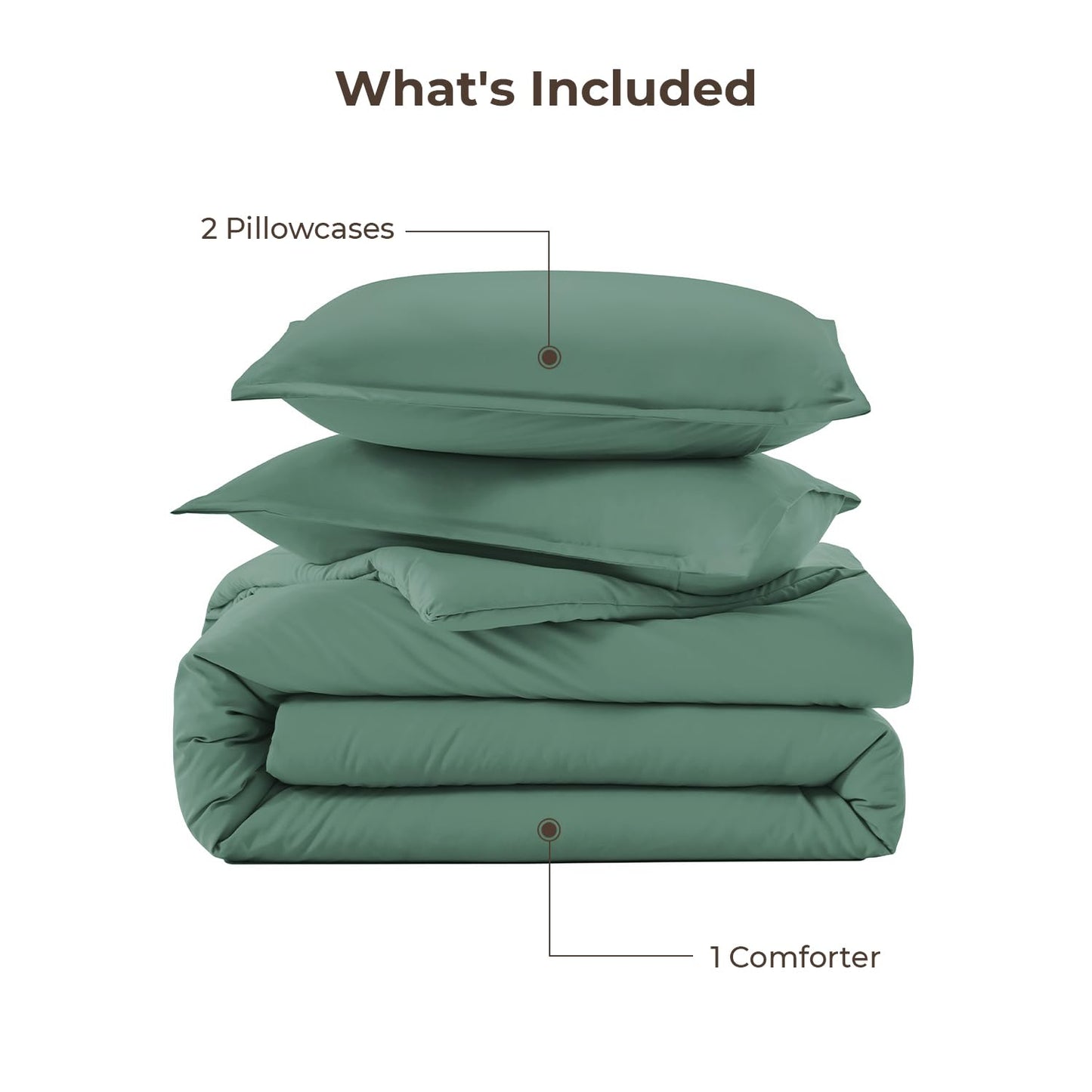 Litanika Comforters King Size Haze Green, 3 Pieces Lightweight Solid Bedding Set & Collections, All Season Fluffy Bed Set (104x90 Inches Comforter & 2 Pillowcases)