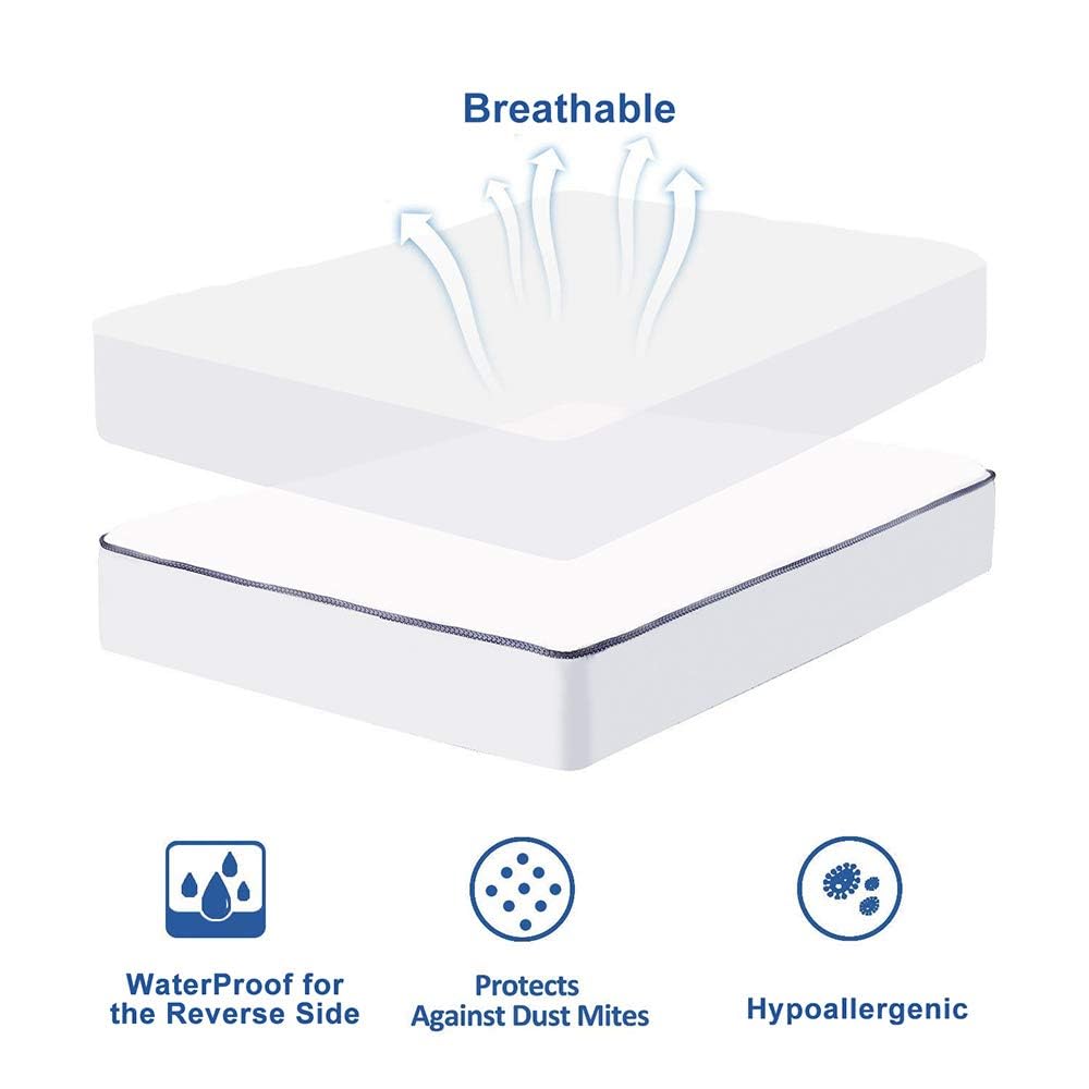 WhatsBedding Waterproof Mattress Topper King Size Cotton Top Down Alternative Filling Pillowtop Mattress Topper Cover-Fitted Quilted (Waterproof King)