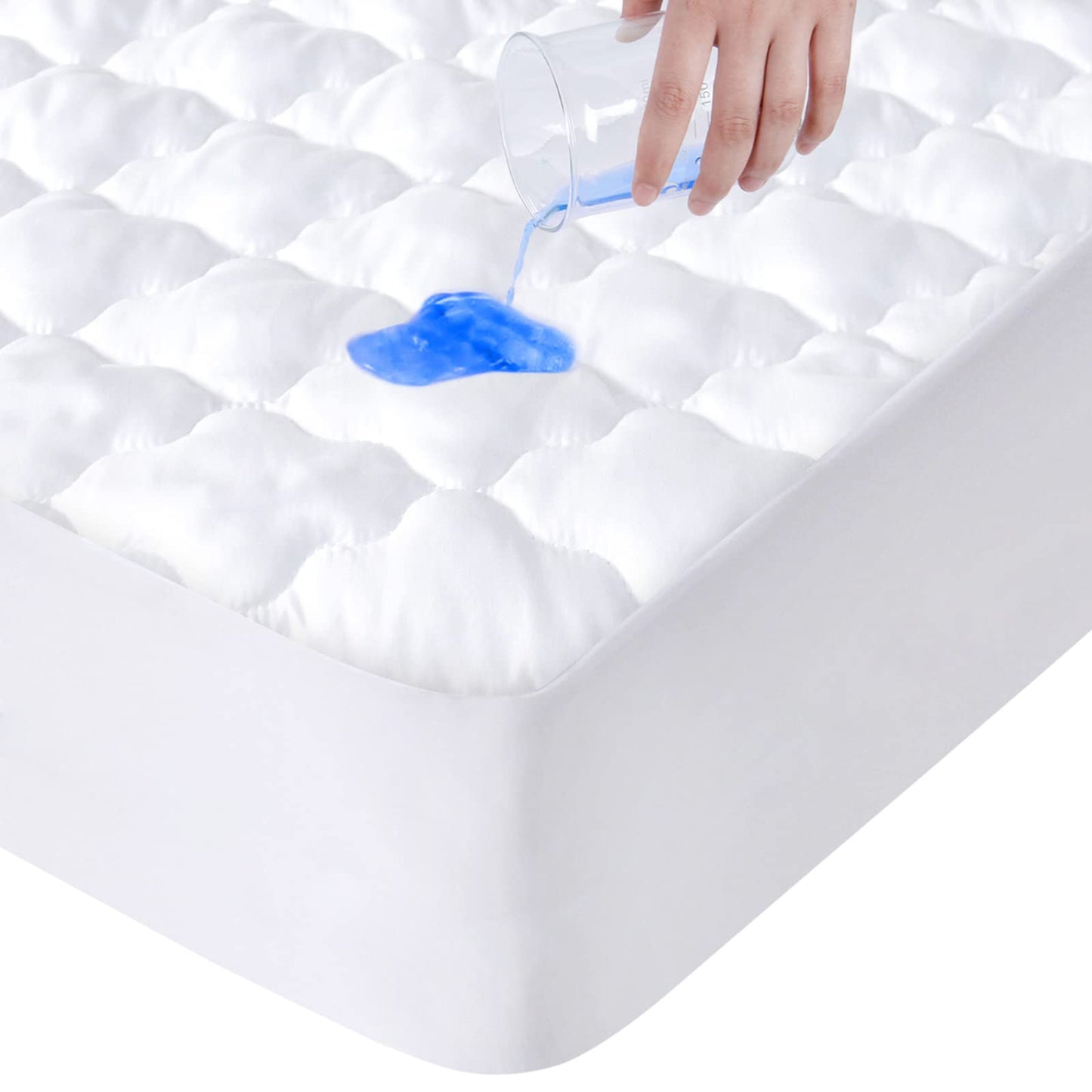 Full XL Mattress Protector Pad Waterproof Quilted, Breathable & Cooling Full XL Mattress Cover Fitted with Deep Pocket Up to 14", (White)