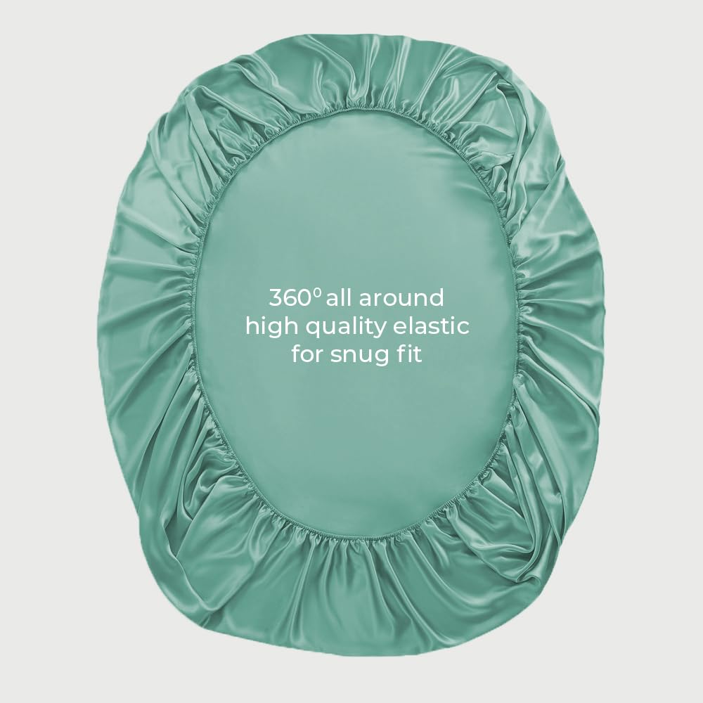 LINENWALAS Fitted Sheet Only Viscose Derived from Bamboo, Bottom Sheet for King Size Bed – 16” Deep Pocket, All Around Snug Fit – Cooling, Breathable, Soft, Hypoallergenic (Aqua, King)