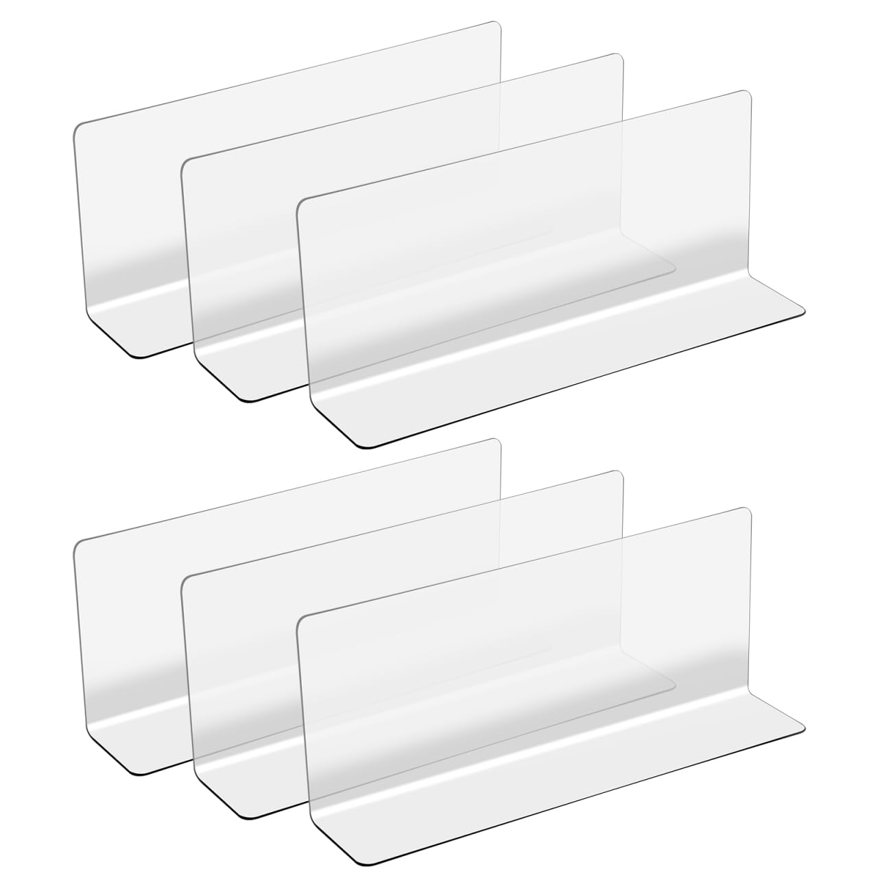 iplusmile 6Pcs Clear Shelf Dividers for Closet Organization, Acrylic L Shape Separator Clapboard Organizer Vertical Tray for Storage Book, Clothes, Bag, and Purse