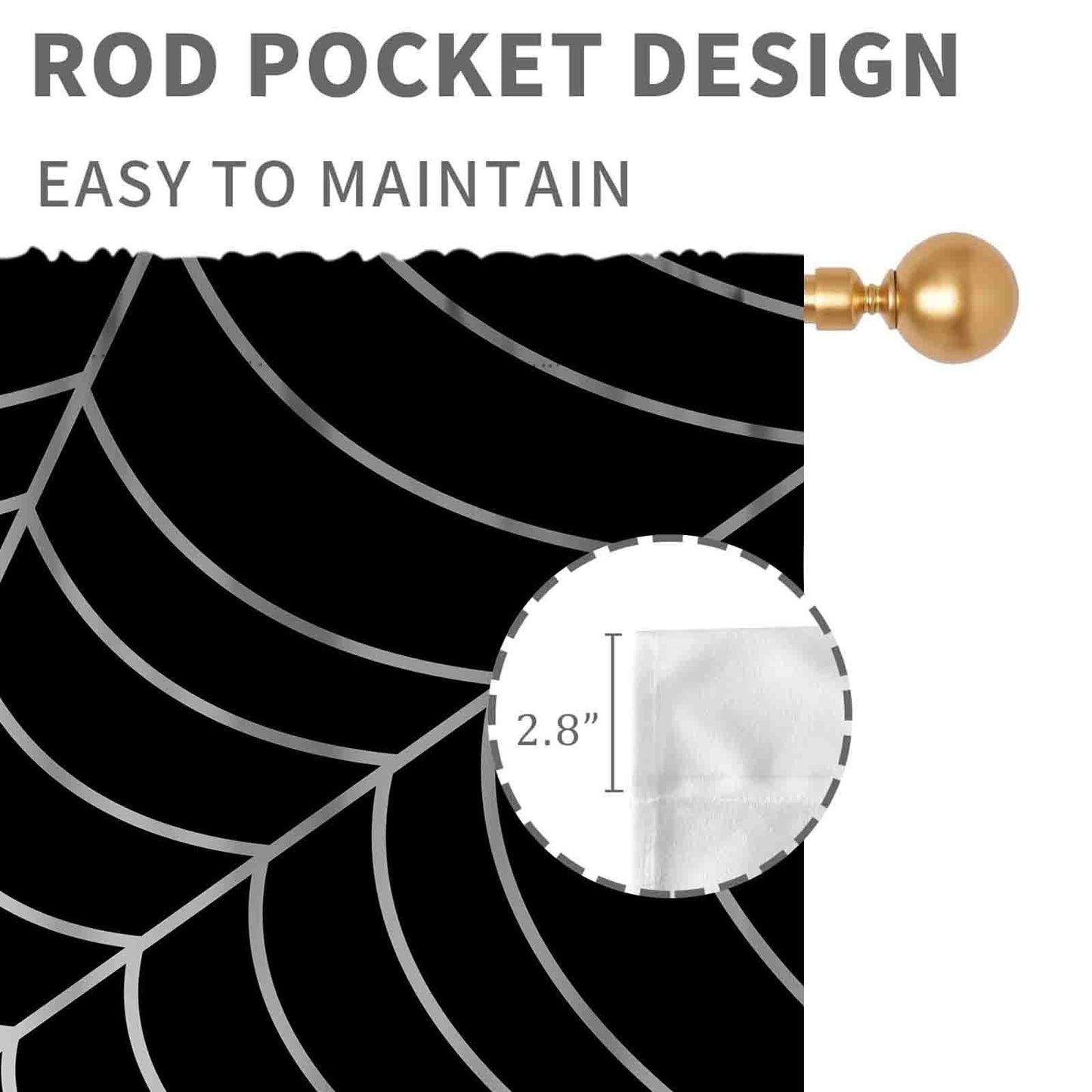 TKUYO Super Hero Spider Curtains, Black Superhero Spider Web Boys Curtains for Kids Baby Room Living Room Bedroom Nursery Playroom Blackout Drapes 2 Panel Sets, 42"x45" Inch